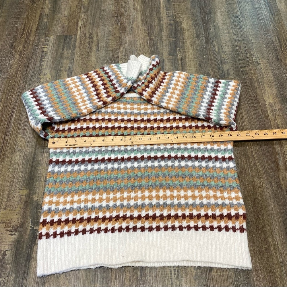 Knox Rose Multicolor Fair Isled Geometric Pull On Loose Fit Boxy‎ Sweater Small - Picture 9 of 12